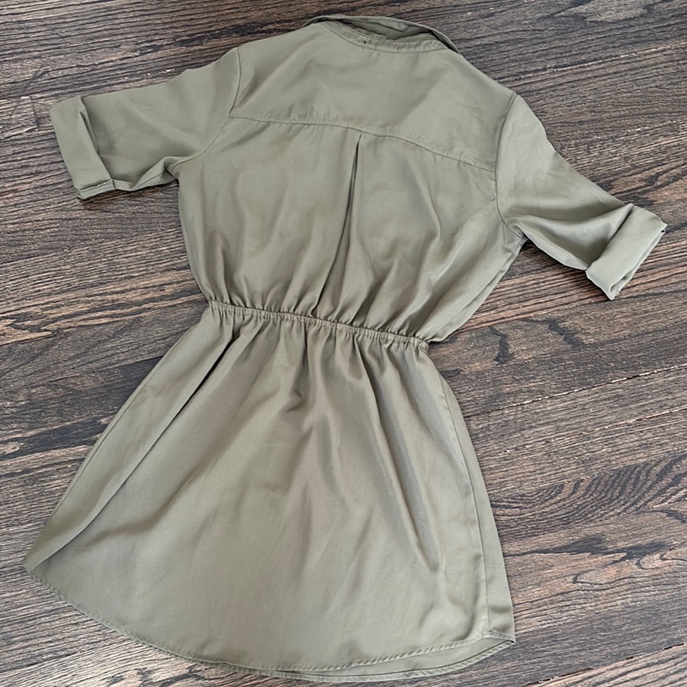 Khaki Button-Up Shirt Dress (size M) - Picture 6 of 6